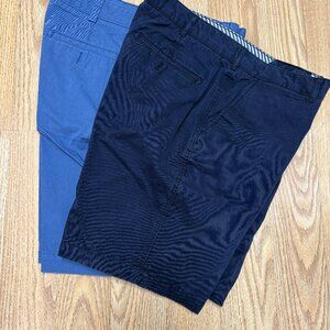 TWO Cremieux Men's Cargo Shorts Button Zip Closure Navy Blue Slate Blue Size 36